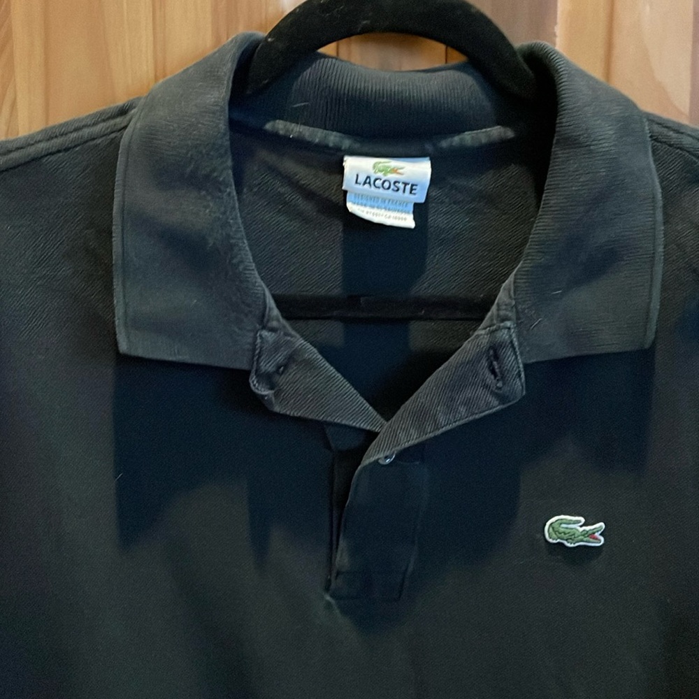 Lacoste men’s size 7, large vintage polo. Black
